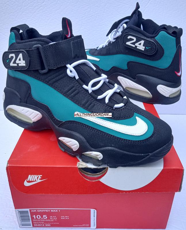 Nike Air Griffey Max 1 (Freshwater/Wht-Black-Vrsty Red) 354912 300 Size US 10.5M