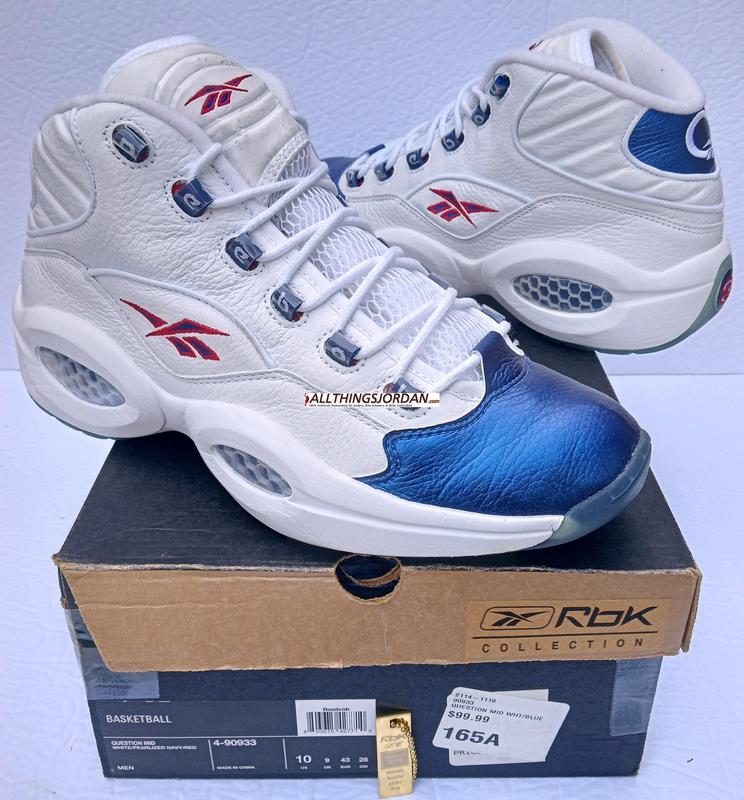Reebok Question Mid (White/Pearlized Navy/Red) 4-90933 Size US 10M