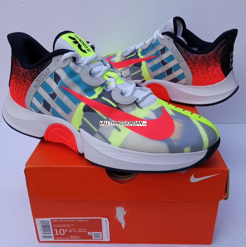 Air Zoom GT Turbo HC (Agassi) (White/Solar Red-Hot Lime) CK7513 101 Size US 10.5M