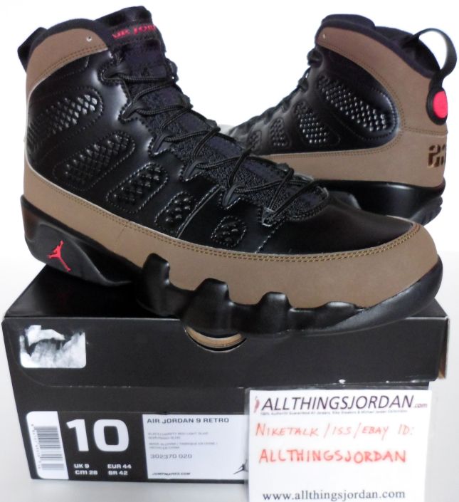 Air Jordan 9 Retro (olive 9's) (Black/Varsity RedLight Olive) 302370