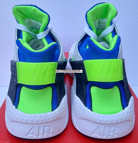 Nike Air Huarache (White/Scream Green-Royal Blue) DD1068 100 Size US 10.5M