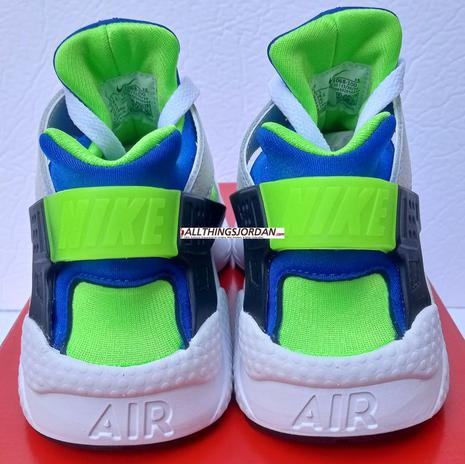 Nike Air Huarache (White/Scream Green-Royal Blue) DD1068 100 Size US 6M/7.5W
