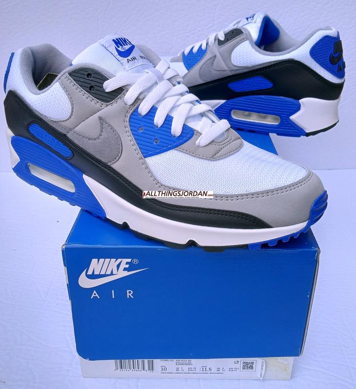 Air Max 90 (White/Particle Grey-Blue-Black) CD0881 102 Size US 10M