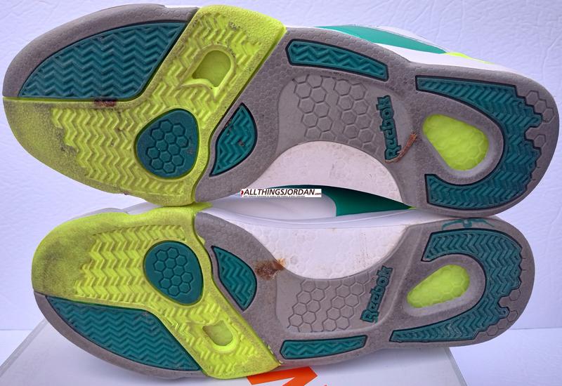 Reebok Court Victory Pump (White/Green/Citron) 6-J14306 Size US 10.5M