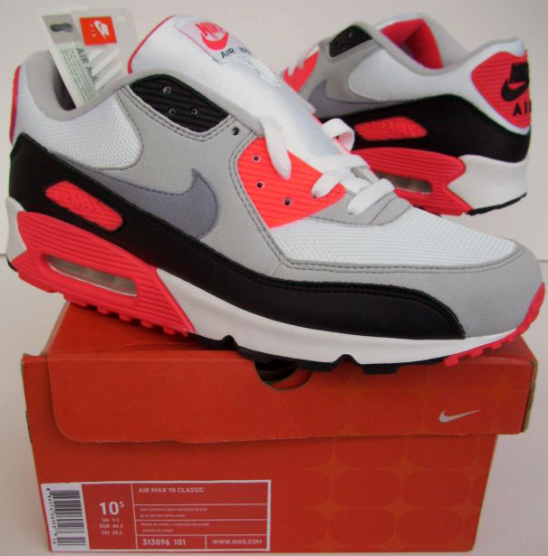 Air Max 90 Classic (White/Cement Grey-Infrared-Black) 313096 101 Size ...